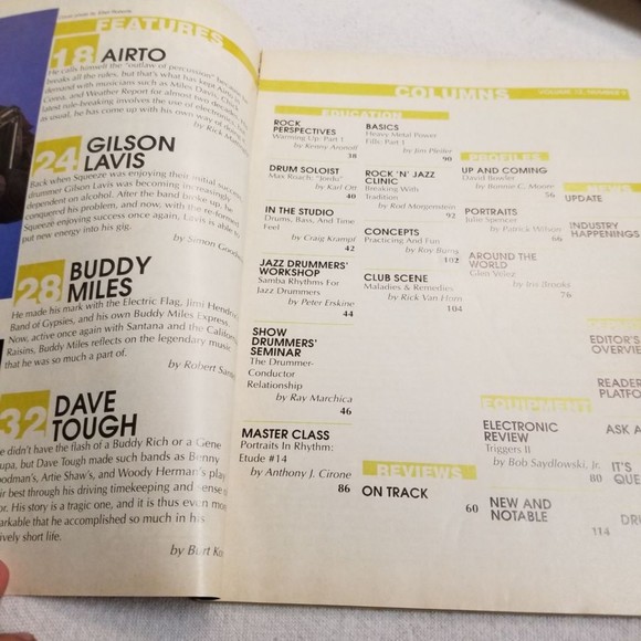 September 1988 Modern Drummer Mag AIRTO, Gilson Lavis Buddy Miles - Picture 4 of 7
